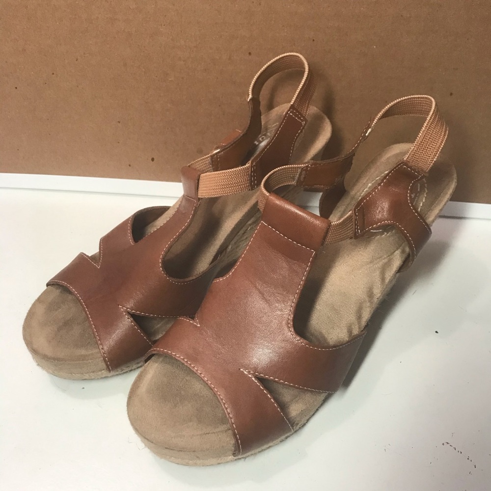 Brown Wedge Heel Sandals
